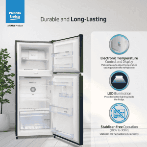 Voltas Beko Double Door Frost Free Refrigerator | 230 L | 3 Star | Wooden Black | RFF270C/WPXBR0I0000GD