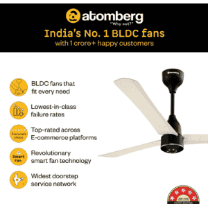 Atomberge Halo Smart Celilng Fan | 1200mm | Seasand Ivory & Black