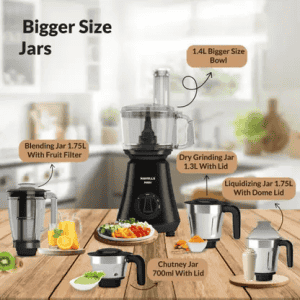 Havells Foodo Mixer Grinder | 750 Watt Food Processor | 750 W | Black