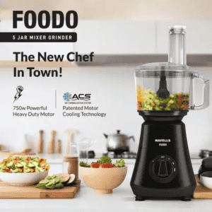 Havells Foodo Mixer Grinder | 750 Watt Food Processor | 750 W | Black