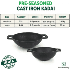 The Indus Valley Cast Iron deep kadai | 8 inch