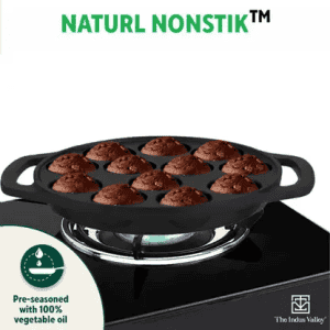 The Indus Valley Pre-Seasoned Cast Iron Paniyaram Pan | 12 Pit
