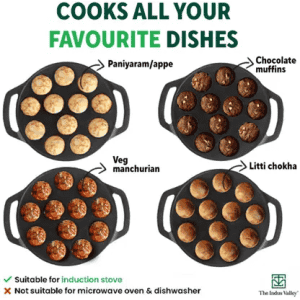 The Indus Valley Pre-Seasoned Cast Iron Paniyaram Pan | 12 Pit