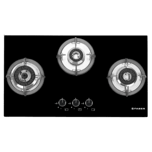 Faber HOB SUPERIA HT763 BR AI | 3 Brass Burners | Toughened Black Glass