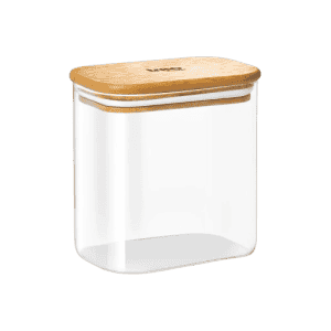 Treo Recto Jar with Wooden Lid | 800 ML | Transparent