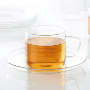Borosil Radius Cup and Saucer Set | 6pc | Transparent