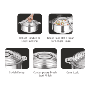 Milton Galaxia 3500 Stainless Steel Casserole | 3500 ml | Silver