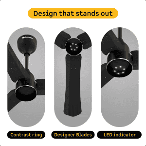 Atomberg Renesa Halo Smart BLDC Ceiling Fan | 900mm | 5 star | LED Speed Indicator | Midnight Black