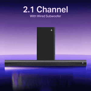 boAt Aavante Quake Plus Bluetooth Soundbar | 200W | 2.1 Channel with Wired Subwoofer | premium Black