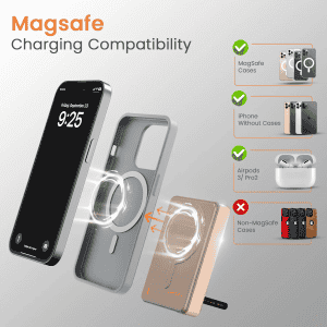 Portronics Chyro | 15W Wireless Charging | 20W Max Wired Output | MagSafe Mobile Stand | Mocha
