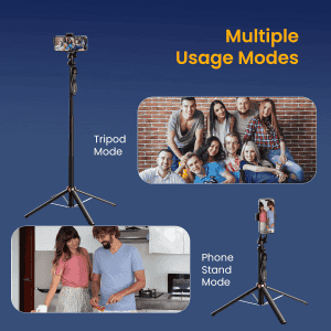 Portronics Lumistick Pro | Enhanced Stability Tripod | Detachable Bluetooth Remote | Black