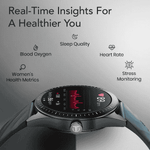 Titan Crest 2.0 Smart Watch | AMOLED Display With Functional Crown | Black