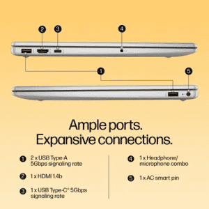 HP Thin and Light Laptop | AMD Ryzen 7 | 16 GB | 512 GB SSD | Windows 11 Home | 15.6 Inch | Natural Silver | 15-FC0476AU