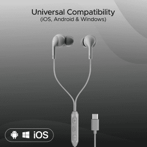 boAt Bassheads 100 C Wired in Ear Earphones | with Type C Jack in-Line Microphone | 10Mm Drivers | Grey