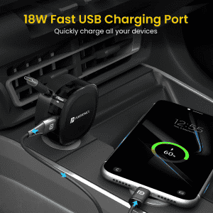 Portronics Car Power Flexo | 60W | 18W USB Type A | 30W Type C | 30W Retractable Type C Cable | POR 1877