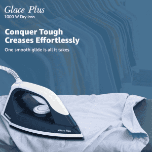 Havells Glace Plus Dry Iron | 1000 Watts | Stainless Steel | Blue