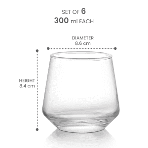 Treo by Milton Bourbon On The Rocks Glasses | 300 ml Each | Set of 6 | Transparent