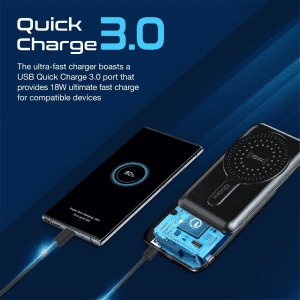 Promate Wireless Power Bank | 20W USB-C PD | 15W Magsafe | PowerMag-10Pro | Black | 10000mAh