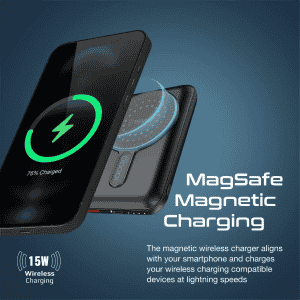 Promate Wireless Power Bank | 20W USB-C PD | 15W Magsafe | PowerMag-10Pro | Black | 10000mAh