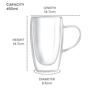 Treo by Milton Double Wall Glass Beer Mug with Handle | 1 Piece | 450 ml | Transparent