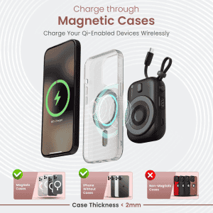 Portronics Power Shutter Home Wireless Powerbank | 10000 Mah | 22.5W Wired output | POR 2901