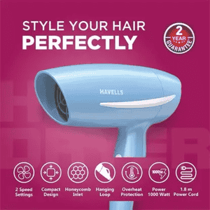Havells Hair Dryer | 1000 W | Blue | HD2122