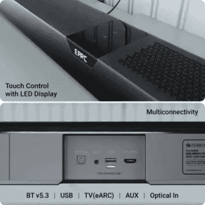 Zebronics Juke Bar Wireless Subwoofer & Satellite Bluetooth Soundbar | 1100 W | Black