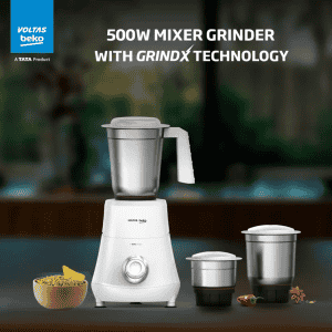 Voltas Beko Mixer Grinder | 3 Jars | 500 W | White | G5003HP-WH