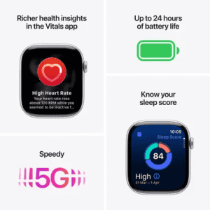 Apple Watch Series 11 | GPS | 46mm | Black Aluminium Case Black Sport Band  | S/M | Black Strap | MEUW4HN/A