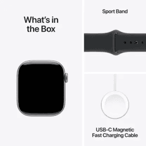 Apple Watch Series 11 | GPS | 46mm | Space Grey Aluminium Case Black Sport Band  | S/M | Black Strap | MEV04HN/A