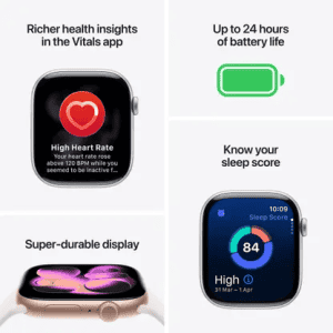 Apple Watch Series 11 | GPS | 46mm | Space Grey Aluminium Case Black Sport Band  | S/M | Black Strap | MEV04HN/A
