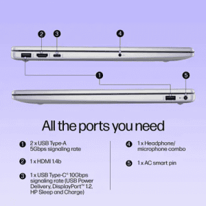 HP 15 Thin and Light Laptop | Intel Core 3 | 14th Gen | 8 GB | 512 GB SSD | 15.6 Inch | Natural Silver | 15-FD1225TU