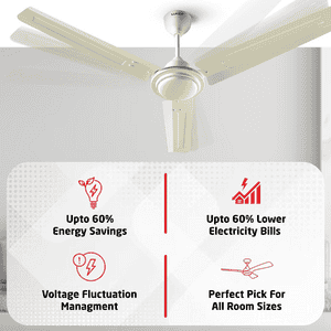 Luker Nano XL 1200mm BLDC Ceiling Fans | 5 star Rated Energy Efficient | Ivory