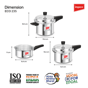 Impex Aluminium Induction Base Outer Lid Pressure Cooker | Family Combo Pack of 3 | ECO 235