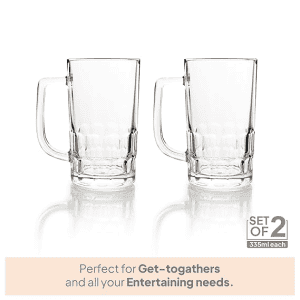 Cello Classic Beer Glass Mug with Handle | 330 ml | 2 Pcs