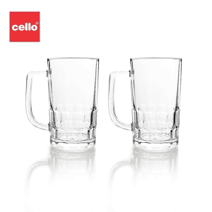 Cello Classic Beer Glass Mug with Handle | 330 ml | 2 Pcs