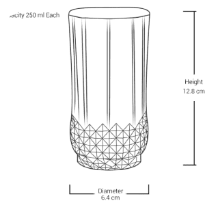 Treo Crystal Cool Glass | 250ML | 6 pcs Set | Transparent