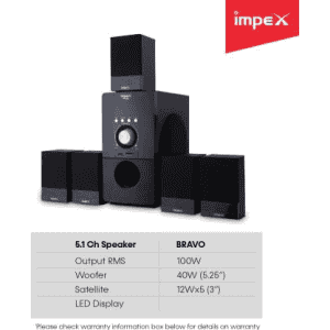 Impex 5.1 Bravo 100 W Multimedia Bluetooth Speaker System | Black