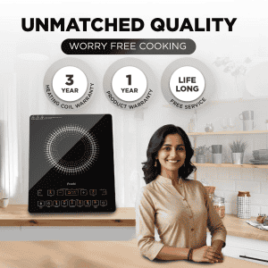 Preethi Induction Cooktop | 2100 W | Crystal Glass | Black | IC125