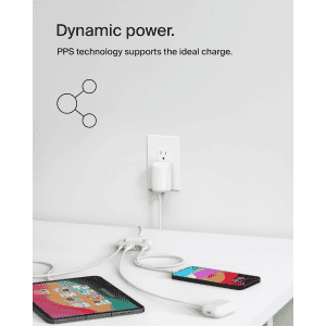 Belkin 42W Two Ports Wall Charger | USB C + A Charger | White | WCB009ZBWH