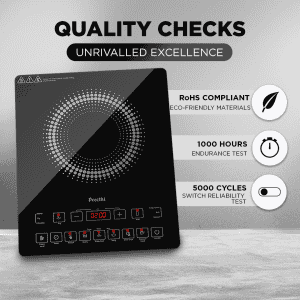 Preethi Induction Cooktop | 2100 W | Crystal Glass | Black | IC125