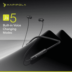 Hapipola Vocal Wireless Neckband | 5 Voice Changing Modes | Black