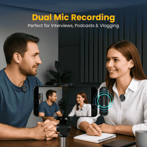 Portronics Vlogmate One Wireless Dual Microphone | Black | POR 2324