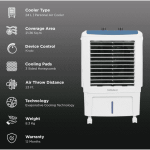 Livpure Frostline Neo 24 Litres Personal Air Cooler | Inverter Compatible | White & Blue
