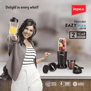 Impex Portable Blender For Smoothie and Juices | 500 W | 2 Jars | EAZYMIXX