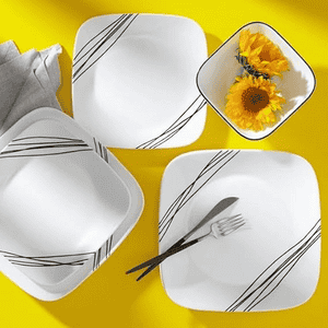 Corelle Square Simple Lines Dinner Set | 21 Pc