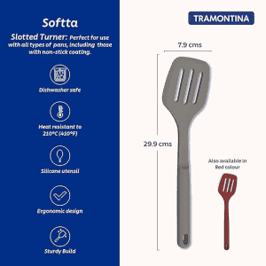 Tramontina Softta Slotted Silicone Turner for Cooking | Grey