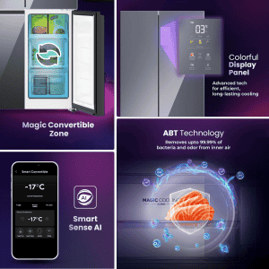 Haier Lumiere Auto Defrost Four Door Refrigerator | 520 Liters | 3 Star | Colorful Digital Display | Mirror Glass | HRB-600MGU1