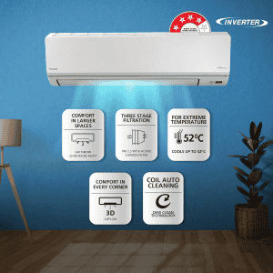 Daikin Inverter Split AC | 2.6 Ton | 4 Star | Copper | PM 2.5 Filter | White | FTKL90UV16L