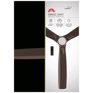 V-Guard Airwiz Light Premium High Speed BLDC Ceiling Fan | 1200 mm | 5 Star | Elegance Brown Matte
